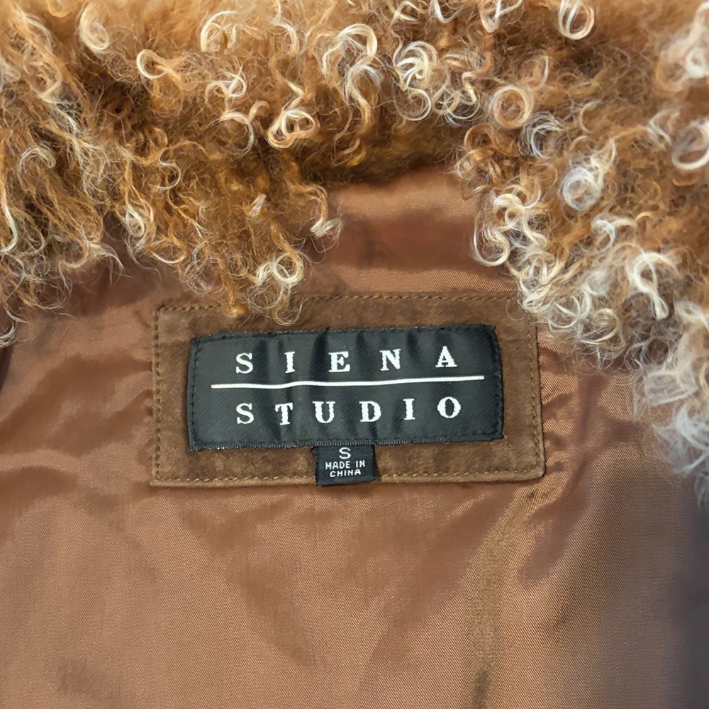 Women’s Brown Suede Shearling Trim Jacket vintage - Picture 2 of 5
